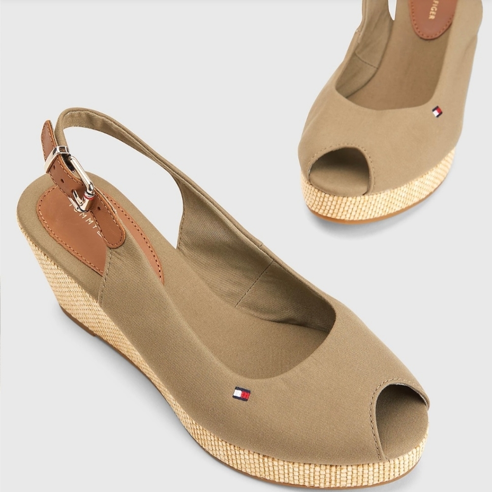 NWT Tommy Hilfiger Iconic Elba Organic Cotton Wedges Espadrille Sandals Shoes 6